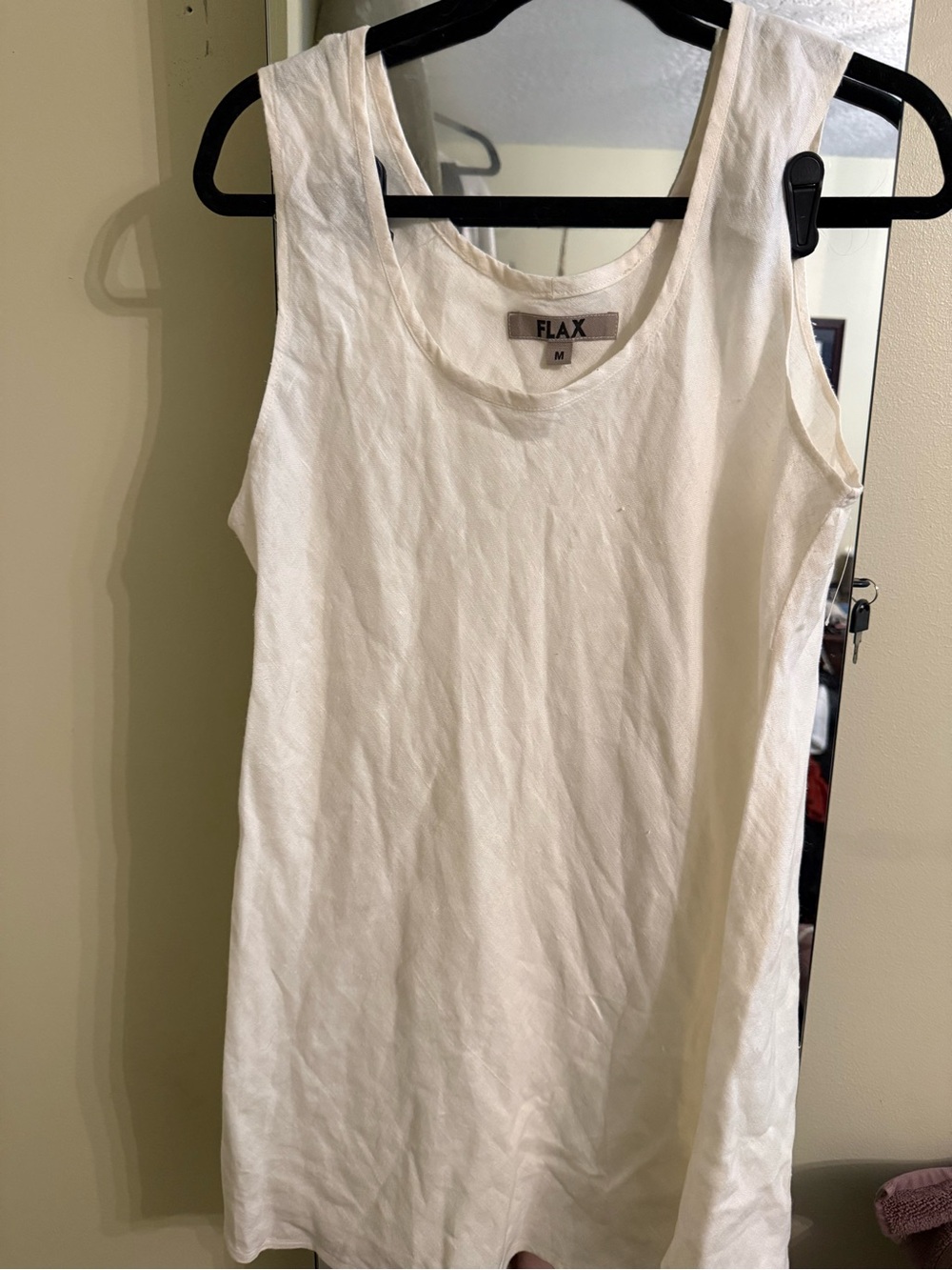 Flax Off White Linen Scoop Neck Sleeveless Dress